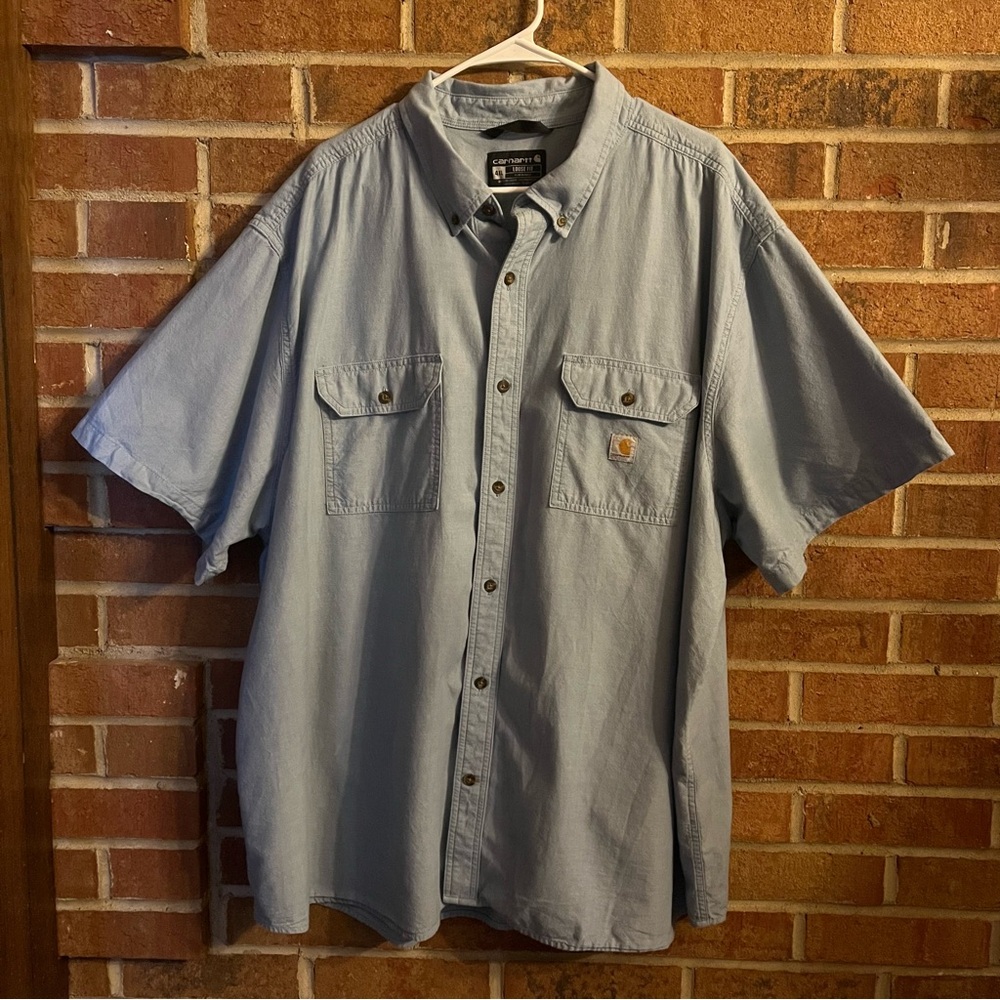 Carhartt Men's 4X Loose Fit Midweight Chambray Short-Sleeve Work Shirt 104369